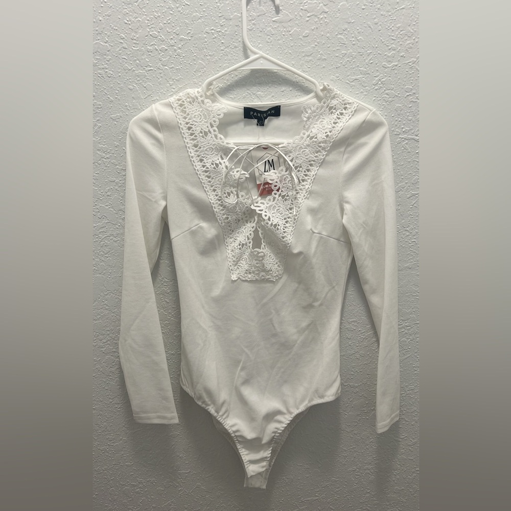 White tie up bodysuit